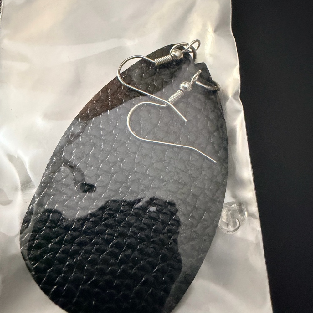 Black Textured Teardrop Dangle Earrings